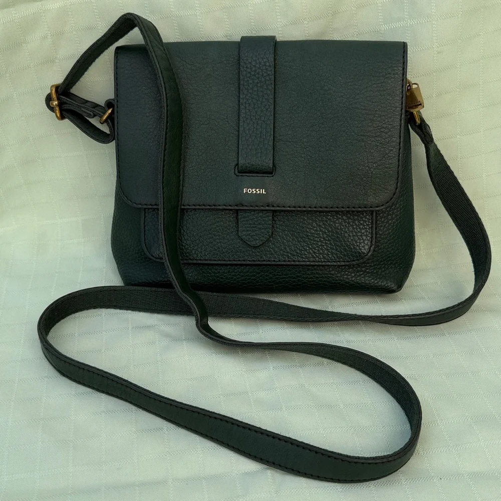 Fossil Teal Green Leather Crossbody Bag
